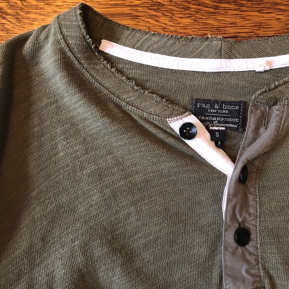 Rag & Bone Green Henley LongSleeve Tunic